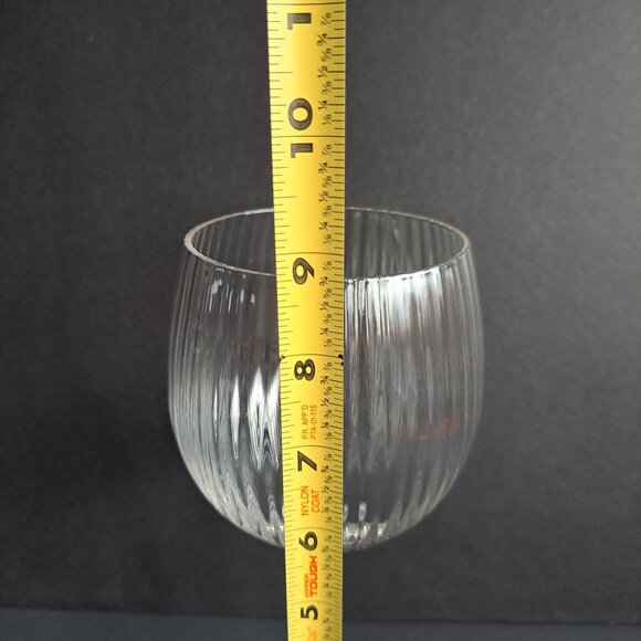 Vintage Clear Ribbed Glass Goblet 8.75" Tall Large Wine Water Stemware Elegant - Picture 10 of 11